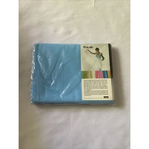 Twin Flat Sheet Percale 50% Polyester 50% Combed Cotton 180 Thread Count Sky Blu - Picture 7 of 12